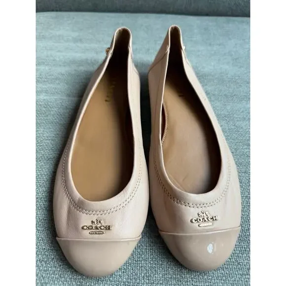 Coach Chelsea Matte Calf Patent Beechwood Flats Sz 6 - Picture 3 of 12